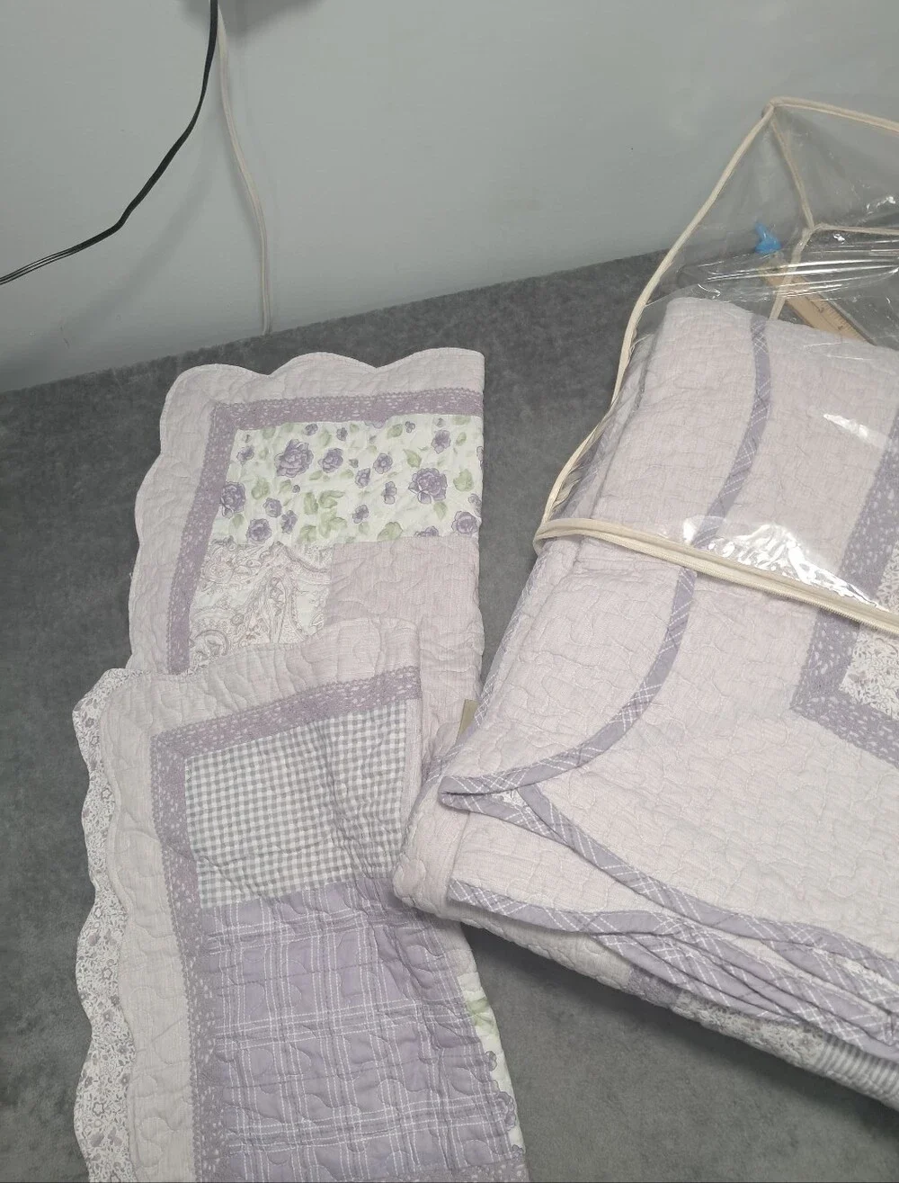 New Donna Sharp Lavender Rose Full/Queen Quilt Set with 2 Shams Floral 3pc